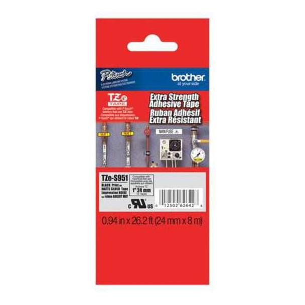 Brother Label/Ribbon Cartridge, Silver, Gloss, 1 in W TZES951G