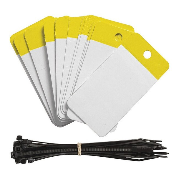 Blank Shipping Tag, Polyester, 5" H x 2-1/2" W, Yellow, Rectangle, 25 PK