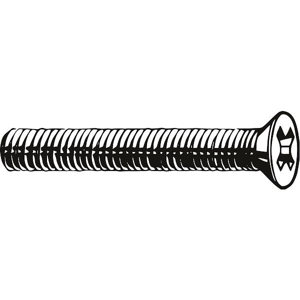 3/8"-16 x 1 in Phillips Flat Machine Screw, Zinc Plated Steel, 100 PK