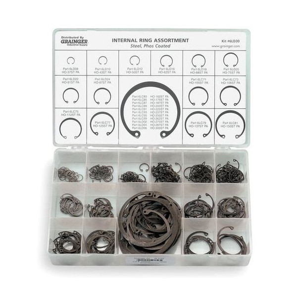 Internal Retaining Ring Assortment, Steel, Phosphate Finish