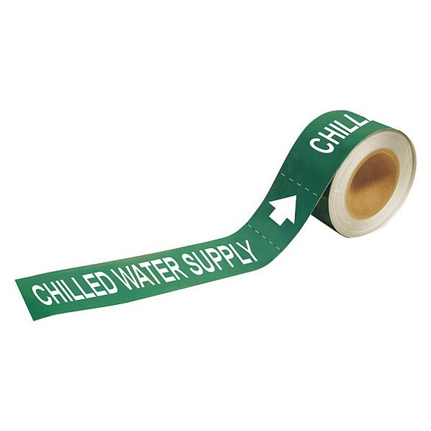 Brady Pipe Marker,Chilled Water Supply,2 In.H 73869