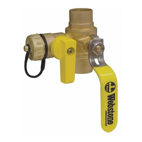 Webstone 1/2" Sweat x Hose Cap Brass Ball Valve with Drain 3-Way 50612
