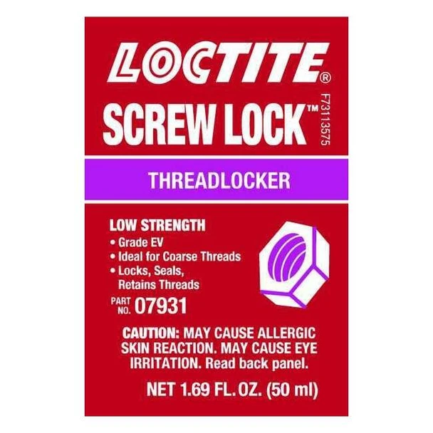 Threadlocker, LOCTITE 079 (Letter Grade EV), Purple, Low Strength, Liquid, 50 mL