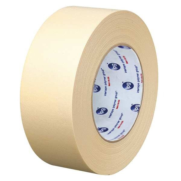 Masking Tape, 48 mm W x 54 4/5 m L, 6.3 mil Thick, Tan, Rubber Adhesive, 24 PK