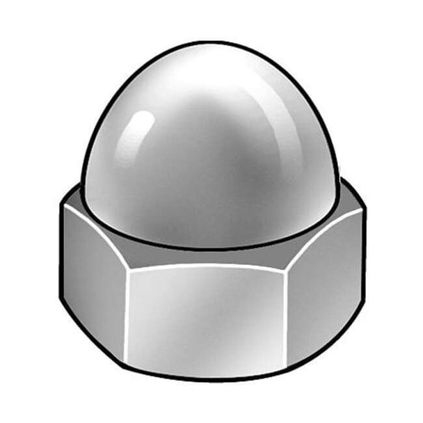 Standard Crown Cap Nut, 1/4"-20, Steel, Chome Plated, 5/8 in H, 5 PK