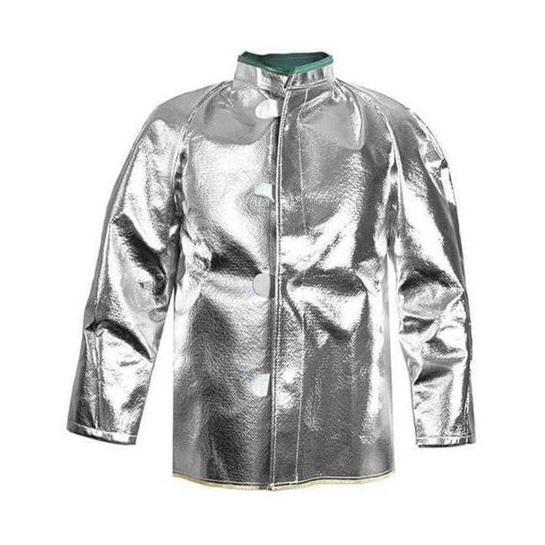 Aluminized Coat, 2XL, 19 oz Carbon Kevlar(R), Snaps Closure