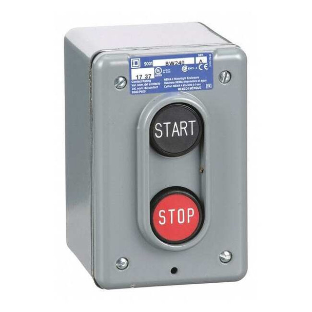 Square D ControlStation,Dead-End,2Buttons,Blk/Red 9001BW240