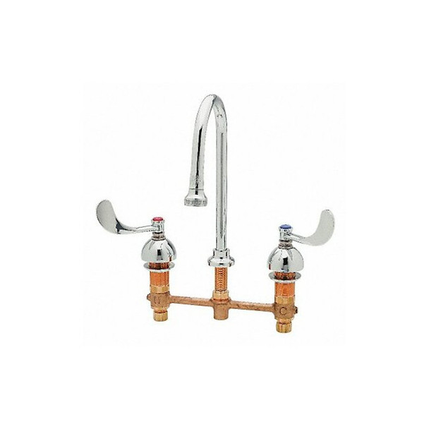 Manual Gooseneck Kitchen/Bathroom Faucet, 8" Mount, Chrome 3 Hole