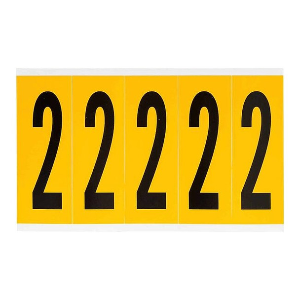 Brady Number Label, 2, 5in.Hx1-3/4in.W, Vinyl 1560-2