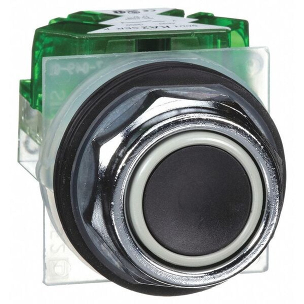 Schneider Electric FlushPushButtonOperator,NonIllum,Blk,1NO 9001KR1BH5