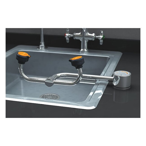 Plumbed Eyewash, Counter Mount, Plumbed, 4 5/12 in H., 13 in W