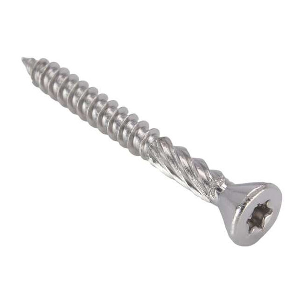 Deck Screw, #8 x 1-5/8 in, 18-8 Stainless Steel, Flat Head, Torx Drive, 200 PK
