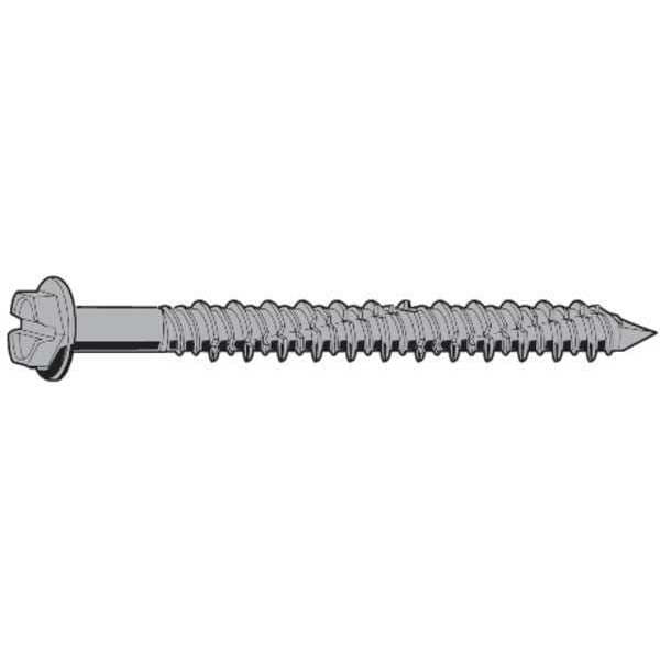 Concrete Screw, 1/4" Dia., Hex, 3 1/4 in L, Steel Blue Ruspert, 100 PK