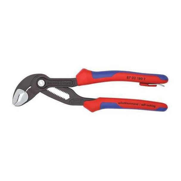 7 1/4 in Knipex Cobra V-Jaw Water Pump Plier Serrated, Bi-Material Grip