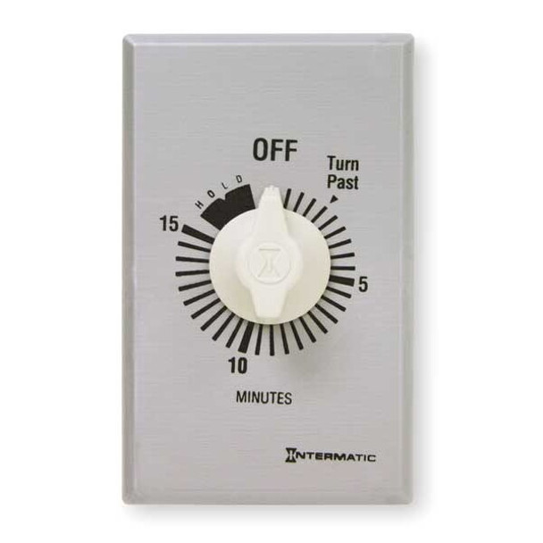 Intermatic Timer,Spring Wound,15 Min,SPST,Silver FF15MH