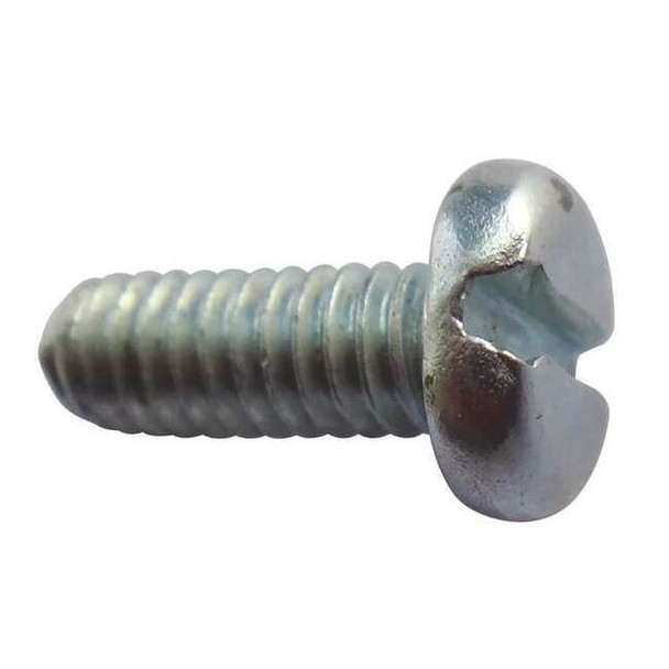 No. 10-32 x 1/2 in Slotted Pan Machine Screw, Zinc Plated Steel, 100 PK