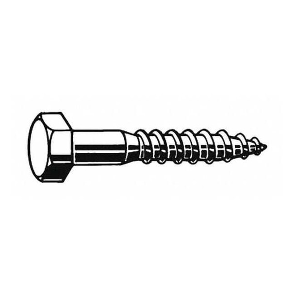 Lag Screw, 1/2 in, 8 in, Steel, Zinc Plated Hex External Hex Drive, 25 PK
