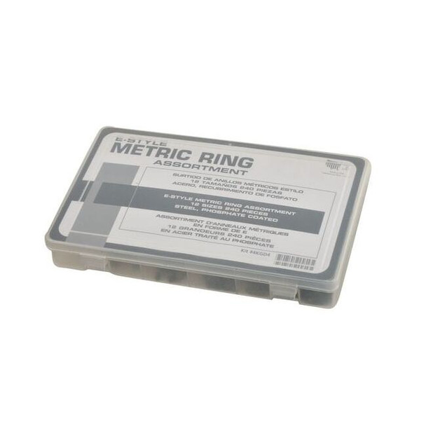 External Retaining Ring Assortment, Carbon Steel, Phosphate Finish, 240 Pieces
