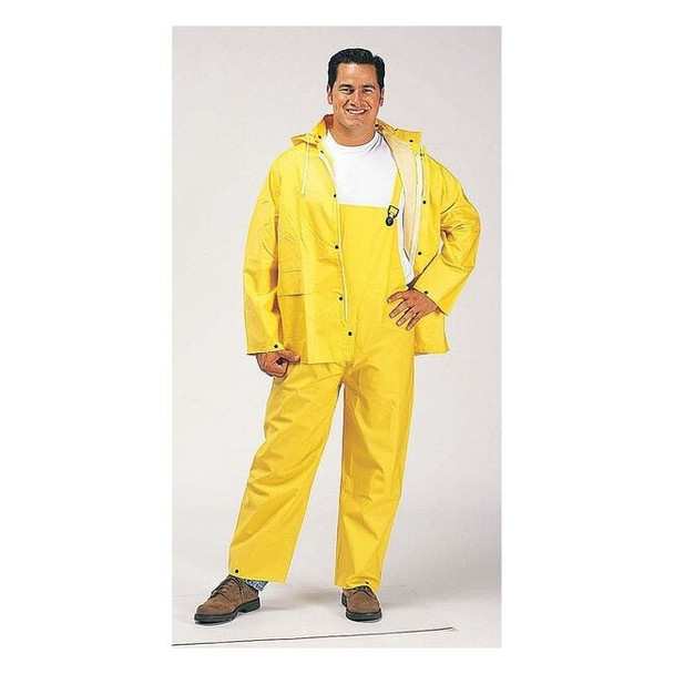 Three-Piece Rainsuit, Polyester, PVC, 0.35 mm Thick, Detachable, Yellow, XL