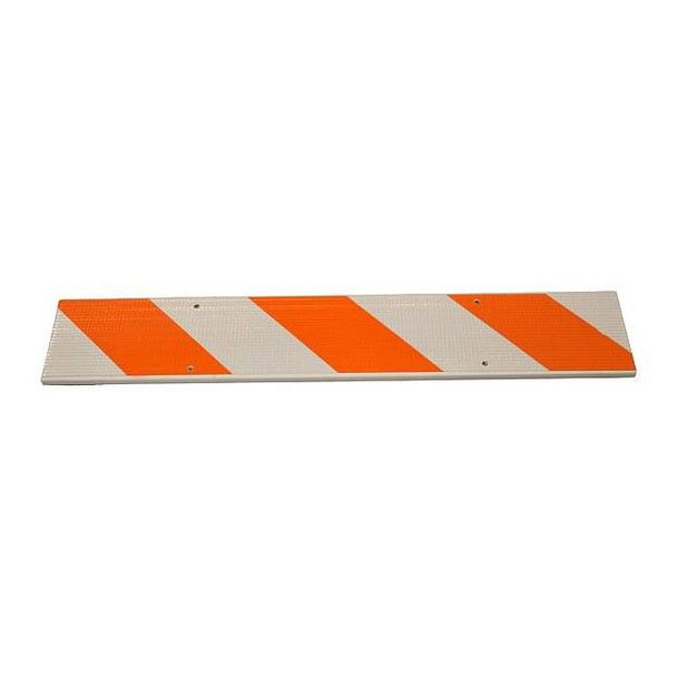 Barricade Beam, Plastic, Engineer, 8 in Height, 2 in Length, 4 lb, Orange/White