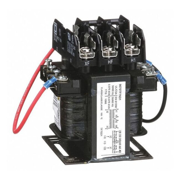 Square D Control Transformer, 75 VA, Not Rated, 120V AC, 240/480V AC 9070TF75D1