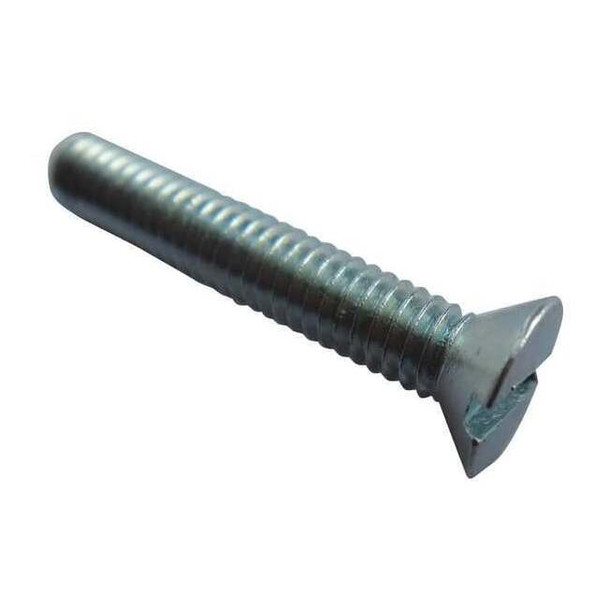 #8-32 x 1 in Slotted Flat Machine Screw, Zinc Plated Steel, 100 PK
