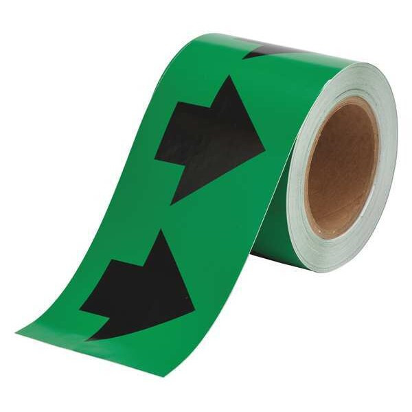Brady Arrow Tape,Black/Green,4 In. W, 91408 91408