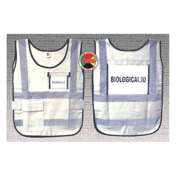 Disaster Management Systems Safety Vest,White,Nylon DMS-05832