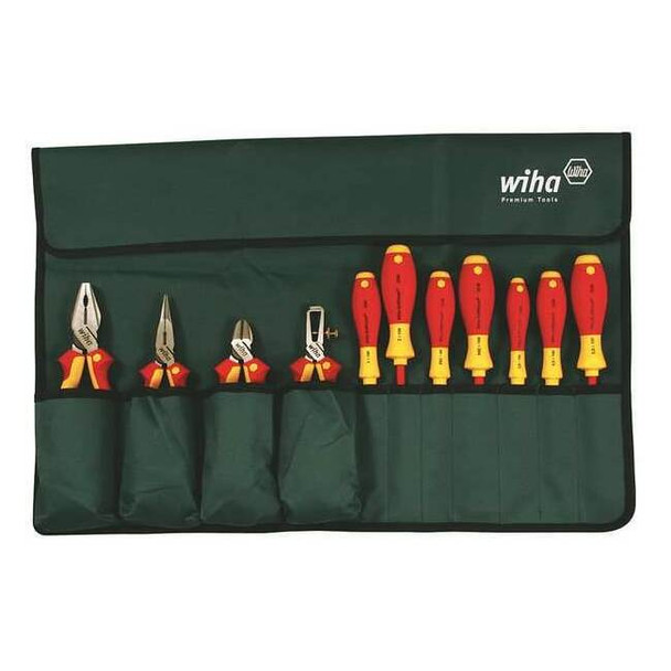 11 pc Insulated Tool Set, Roll-up Pouch, 7 Screwdrivers, 3 Pliers, SAE