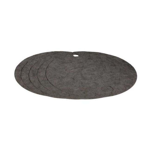 Pig Sorbent Pad, 0 gal, 22 in Dia., Universal, Gray, 5 PK 25102