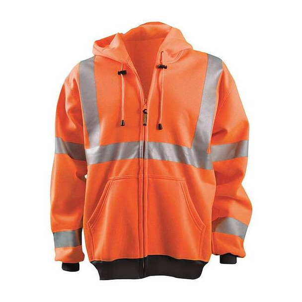 Occunomix Unisex Hooded Sweatshirt, Polyester, zipper, Orange, 3XL LUX-HZSWT-O3X