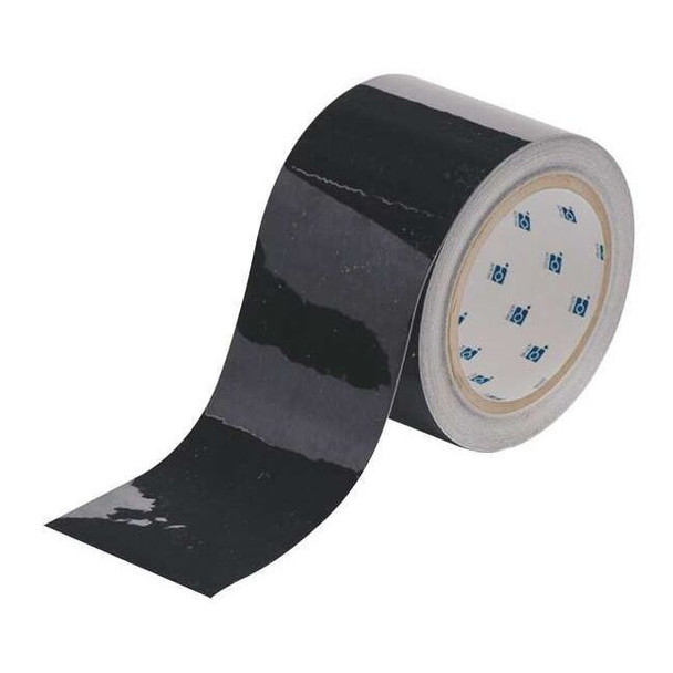 Floor Marking Tape, Polyester, Solid, Black, 3 in W., 8 mil Thickness