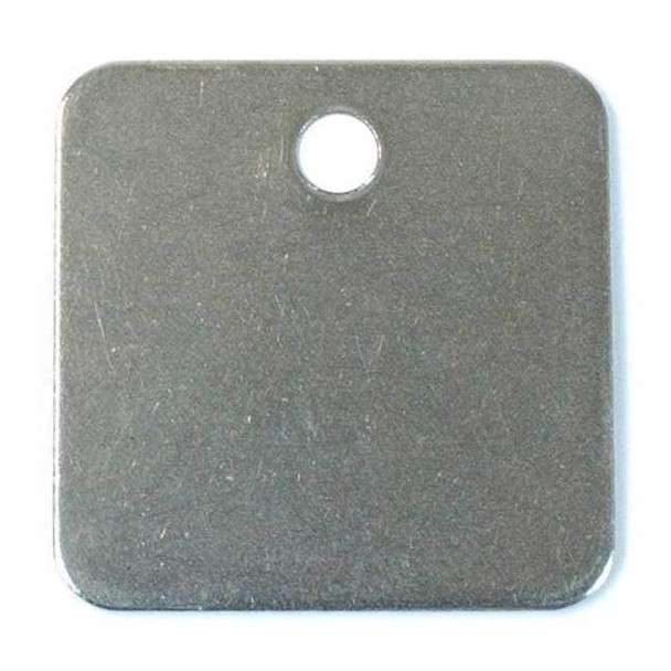 Blank Tag, Stainless Steel, 1 1/2 in H x 1 1/2 in W, Silver, Square, 25 PK