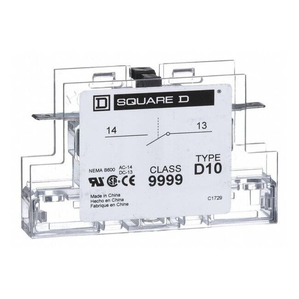 Square D Auxiliary Contact, 1NO/0NC, 5 A 9999D10