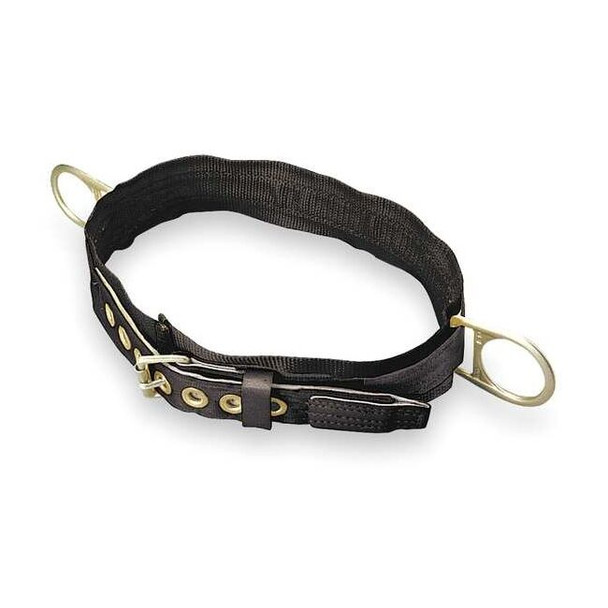 Body Belt, 2 D-Rings, Hips Location, Stainless Steel, Includes Padding: Yes ,L