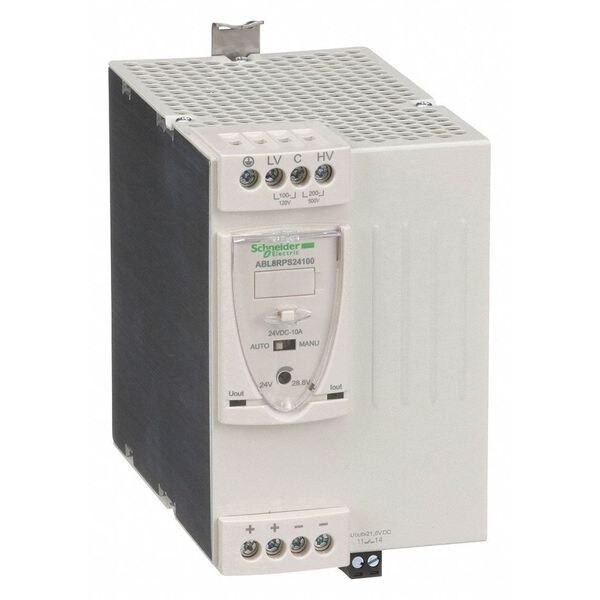 DC Power Supply, 100/120V AC; 200/500V AC, 24V DC, 240 W, 10 A, DIN Rail