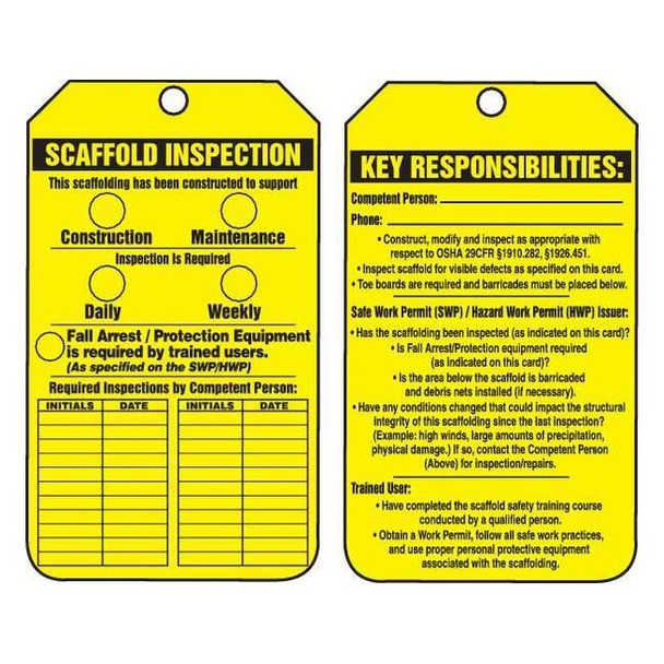Tag, Scaffold, Cardstock, 5 3/4 in H x 3 1/4 in W, Rectangle, 25 PK
