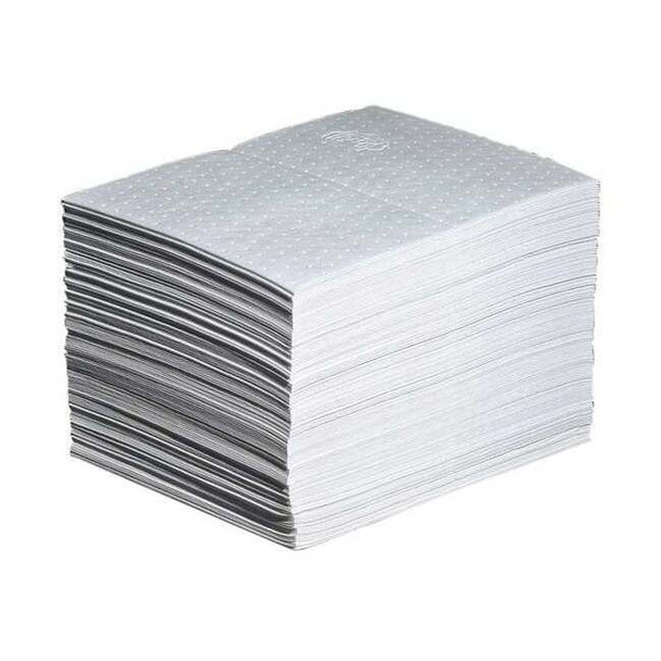 Pig Sorbent Pad, 22 gal, 15 in x 20 in, Oil, White, Polypropylene MAT460