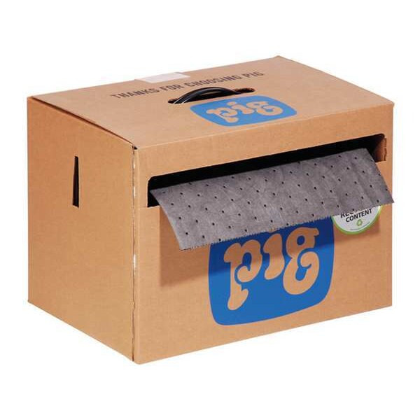Pig Sorbent Roll, 9 gal, 15 in x 75 ft, Universal, Gray, Polypropylene MAT140