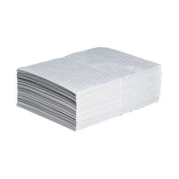 Pig Sorbent Pad, 11 gal, 15 in x 20 in, Oil, White, 50 PK MAT415