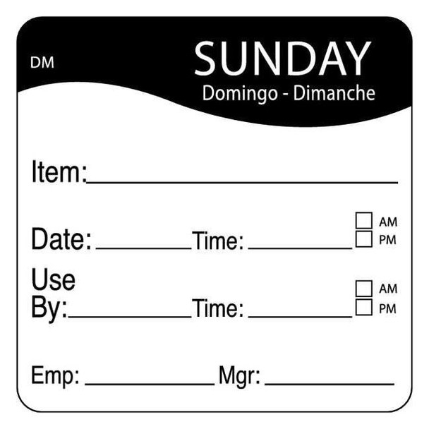 Daymark Day Label,Sunday,2-4/9 In. W,PK250 1100537