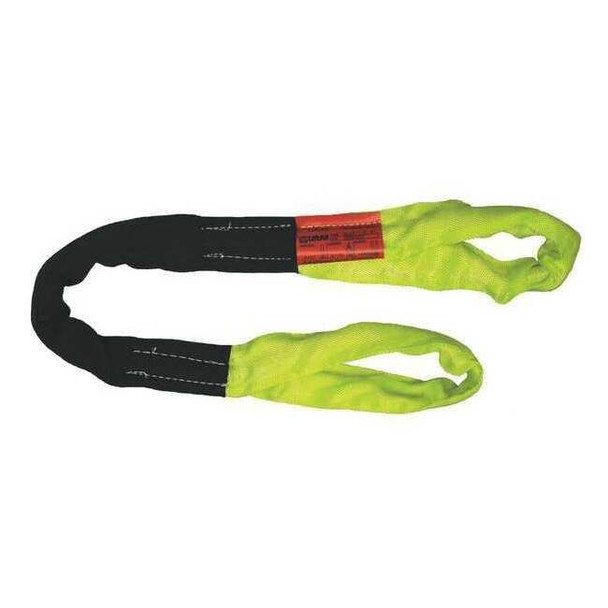 Lift-All Round Sling, Eye and Eye, 8 ft L, Nylon/Polyester, Yellow EE90X8