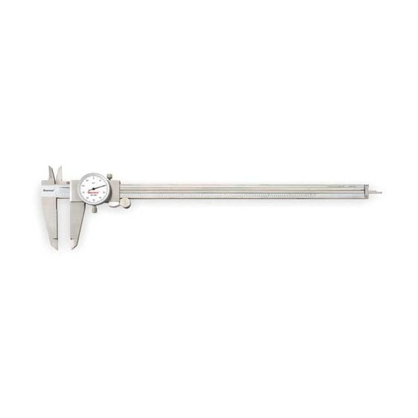 Starrett Dial Caliper w/Case,12 In,White 3202-12