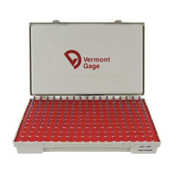 Vermont Gage Pin Gage Set, Minus, Class ZZ, 190 Pcs 101200400