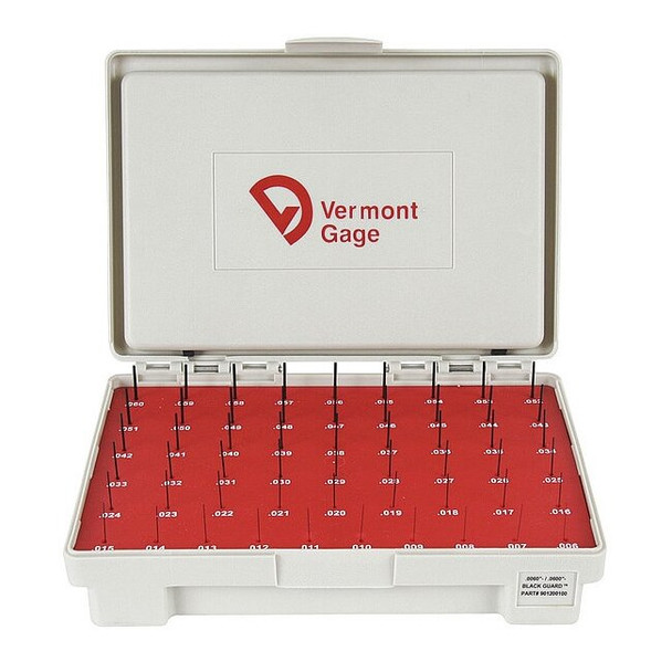 Vermont Gage Pin Gage Set, Plus, 0.20-1.28mm, Black 902100100