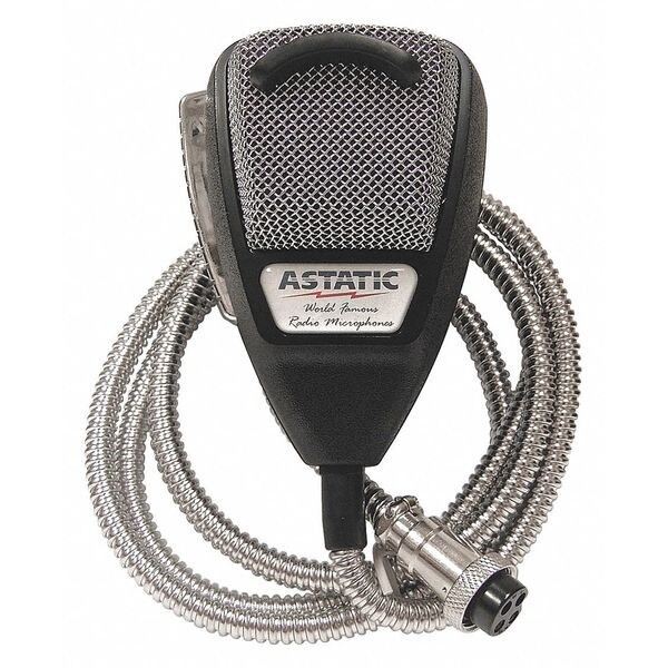 Astatic CB Mic with SS Cord,Silver Cord,4 Pin 302-10001SE