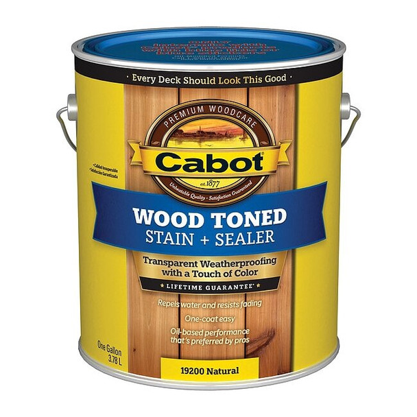 Cabot Exterior Stain,Natural,Toned Flat,1 gal. 140.0019200.007