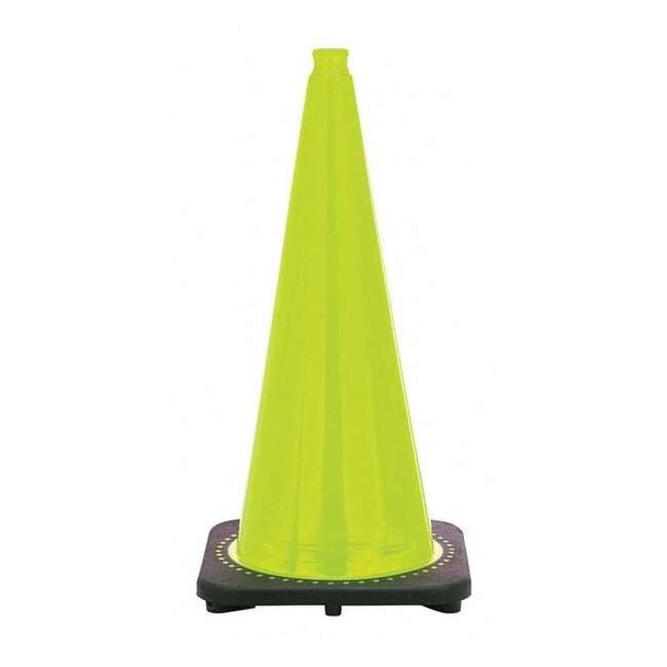 Traffic Cone, PVC, Non-Reflective, 28 in Height, 7 lb, Lime