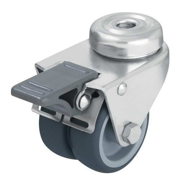 Dual Wheel Caster,Swivel,Term Rubber,2 in,176 lb