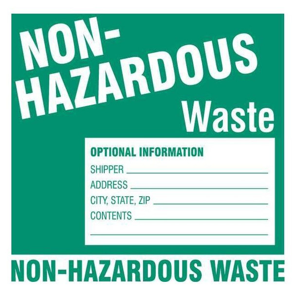 Brady Hazardous Waste Labl,Semi-Glss Ppr,PK100, 60447 60447